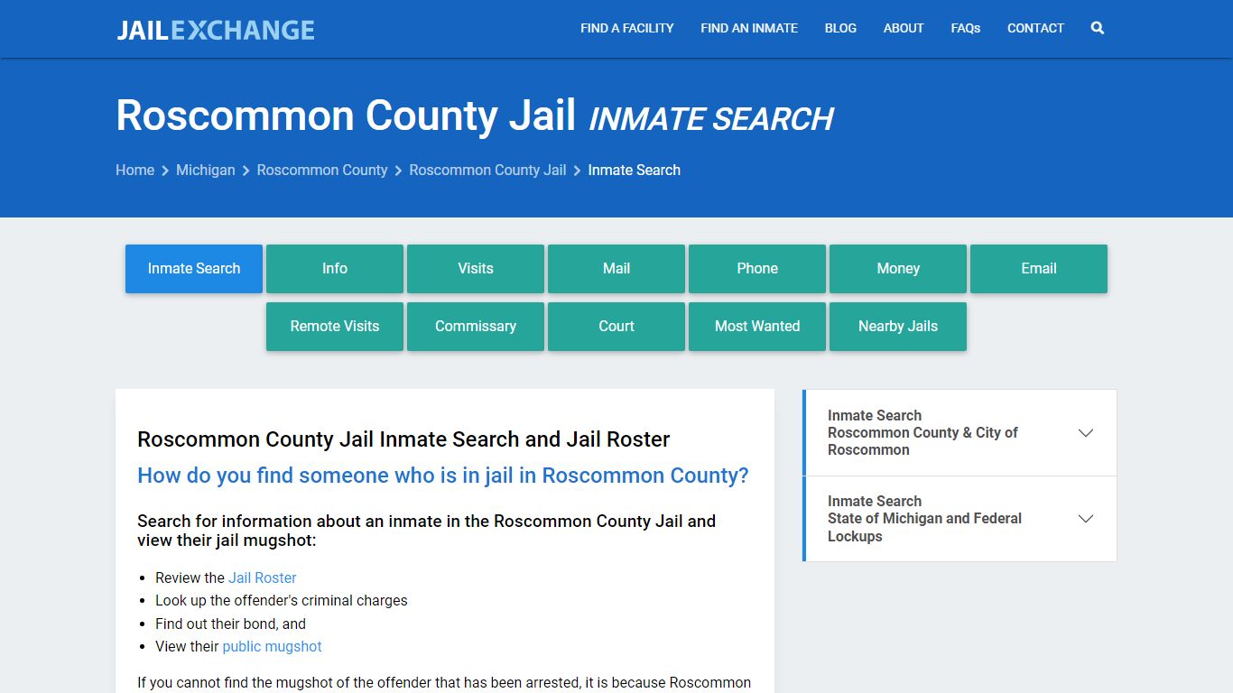 Roscommon County Jail Inmate Search - Jail Exchange